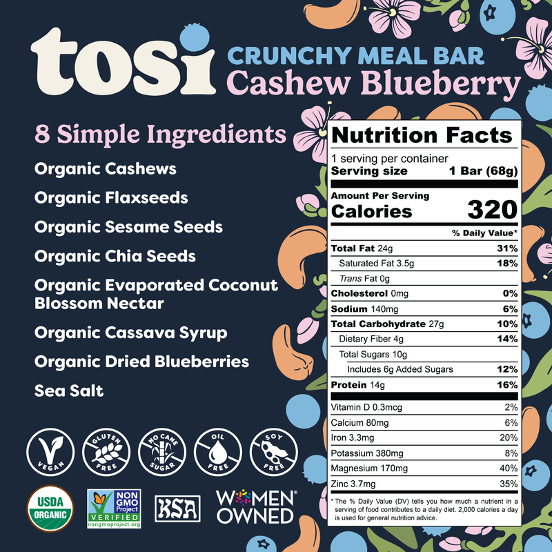 TOSI Meal Bar - 2.4oz Cashew Blueberry