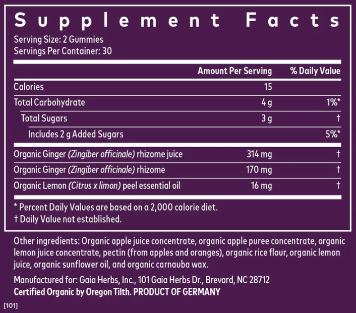 GAIA NAUSEA GINGER GUMMIES 60 CT
