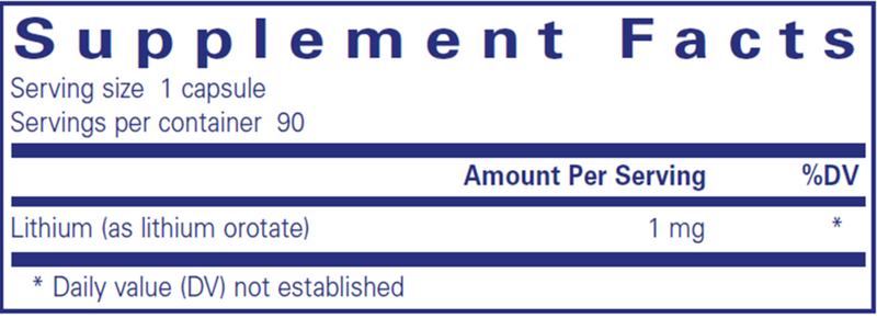 PURE ENCAPSULATIONS LITHIUM 1MG 90 CAPSULES