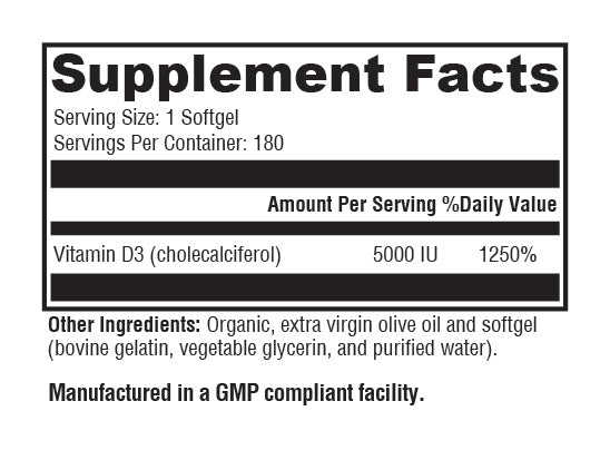 VITAMIN D3 5000 180ct